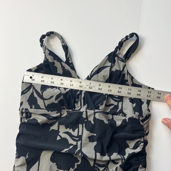 Lands' End Swim Tankini Top Women's 8 Black Gray Braided Strap Grip Strip Hem - Picture 6 of 11